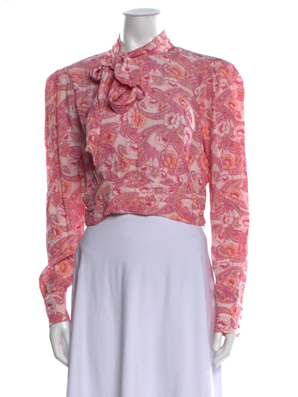 MAJORELLE Pink Paisley Ruffle Detail Blouse